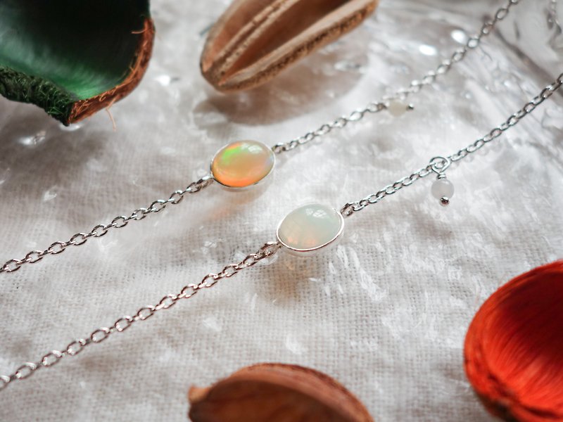 Opal Planet Handmade Bead Bracelet・925 Sterling Silver・Opal・Myanmar Beads - Necklaces - Semi-Precious Stones 