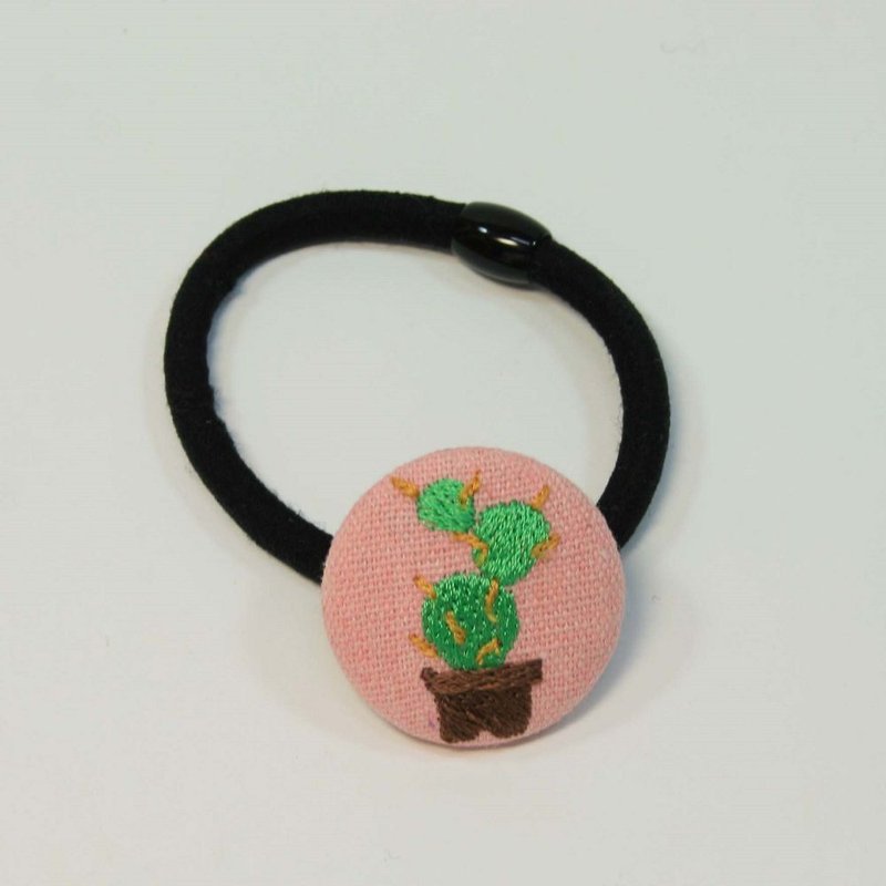 刺繡 髮束02-多肉 - 髮圈/髮夾 - 棉．麻 粉紅色