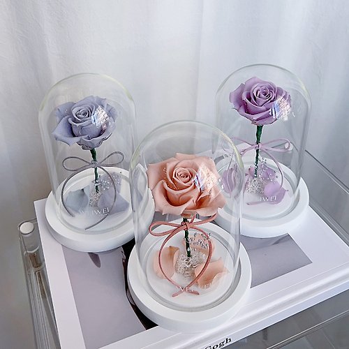 WEIWEI FLOWER 威威花藝設計 母親節禮盒/客製化禮物 單支永生玫瑰玻璃罩 小王子玻璃罩 -5色