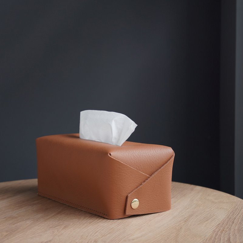 Gentleman's Toilet Paper Box | Tissue Cover | Caramel - กล่องทิชชู่ - หนังแท้ สีส้ม