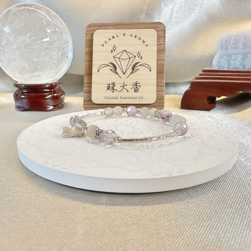 暮月之詠 紫水晶・銀月光・茶晶・純銀手鍊 白露節氣限定設計 - 手鍊/手環 - 水晶 多色