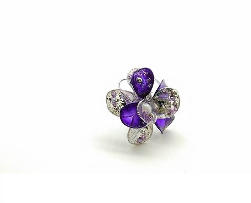 華麗搖滾樹脂耳環-金屬紫色﹝一對﹞ - 耳環/耳夾 - 塑膠 紫色