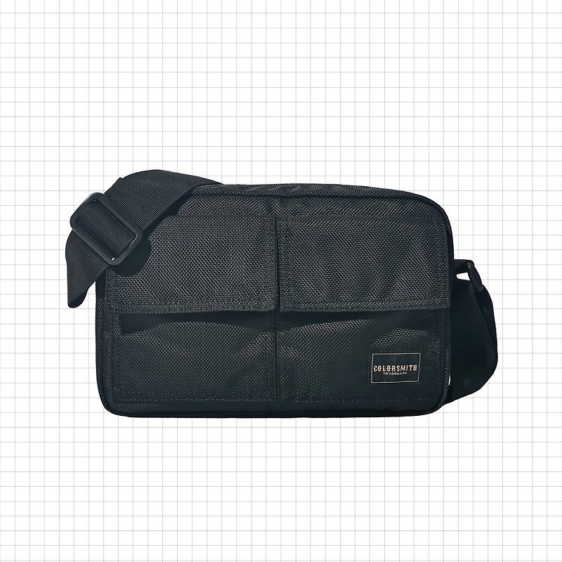BJ2 Compact Double Pocket Side Backpack BJ2-1107-A-BK [Taiwan Original Bag Brand] - กระเป๋าแมสเซนเจอร์ - ไนลอน สีดำ