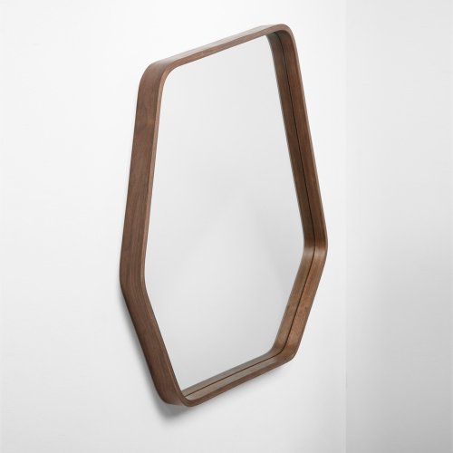 META Design Polygon 木質六角鏡L│ 胡桃木
