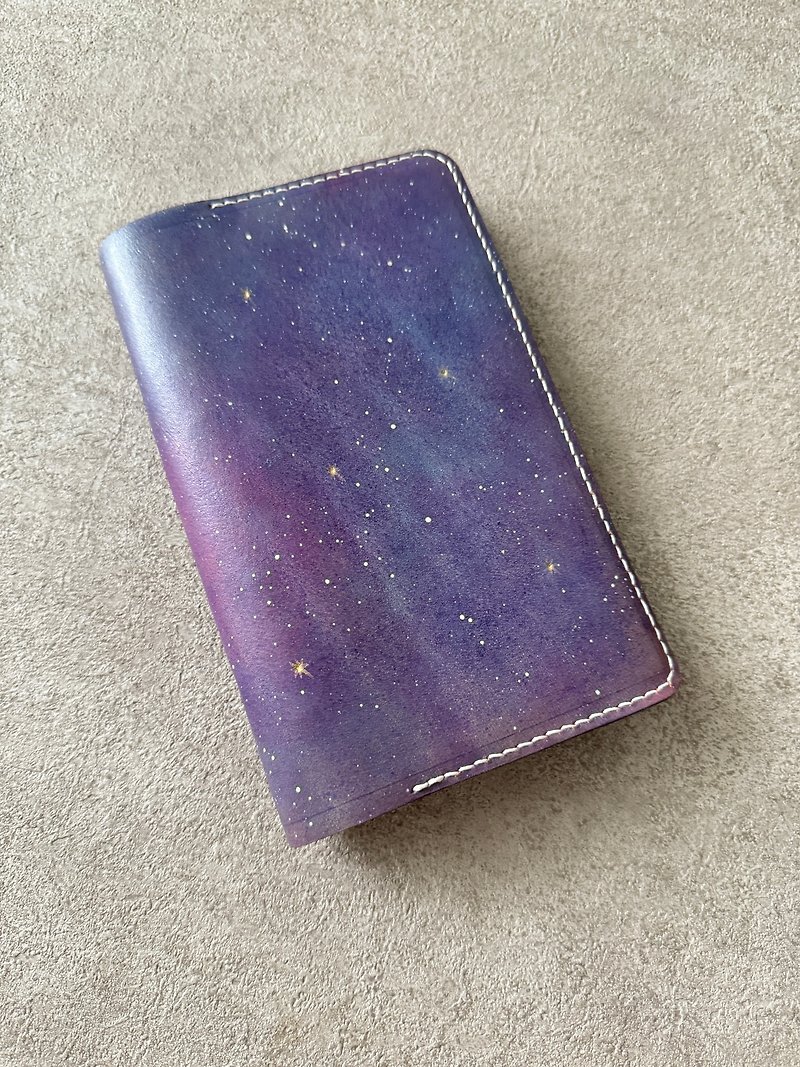 [Refurbished] Hand-dyed Starry Sky A6 six-hole loose-leaf notebook - Notebooks & Journals - Genuine Leather Purple