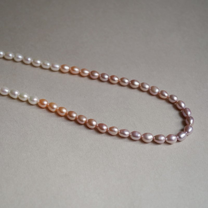 One-of-a-Kind 14kgf Pink Gradient Pearl Necklace - Necklaces - Pearl Multicolor