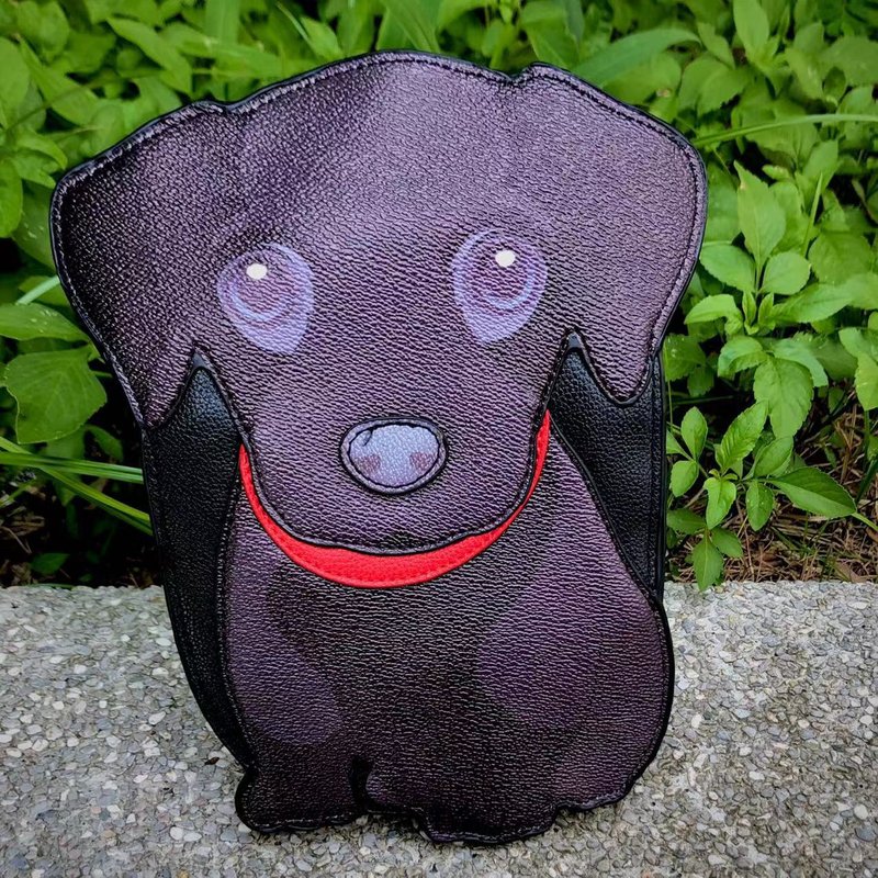 紅項圈黑色拉不拉多寶寶童趣造型斜揹包/手機包 - 酷樂村 - 側背包/斜背包 - 人造皮革 黑色