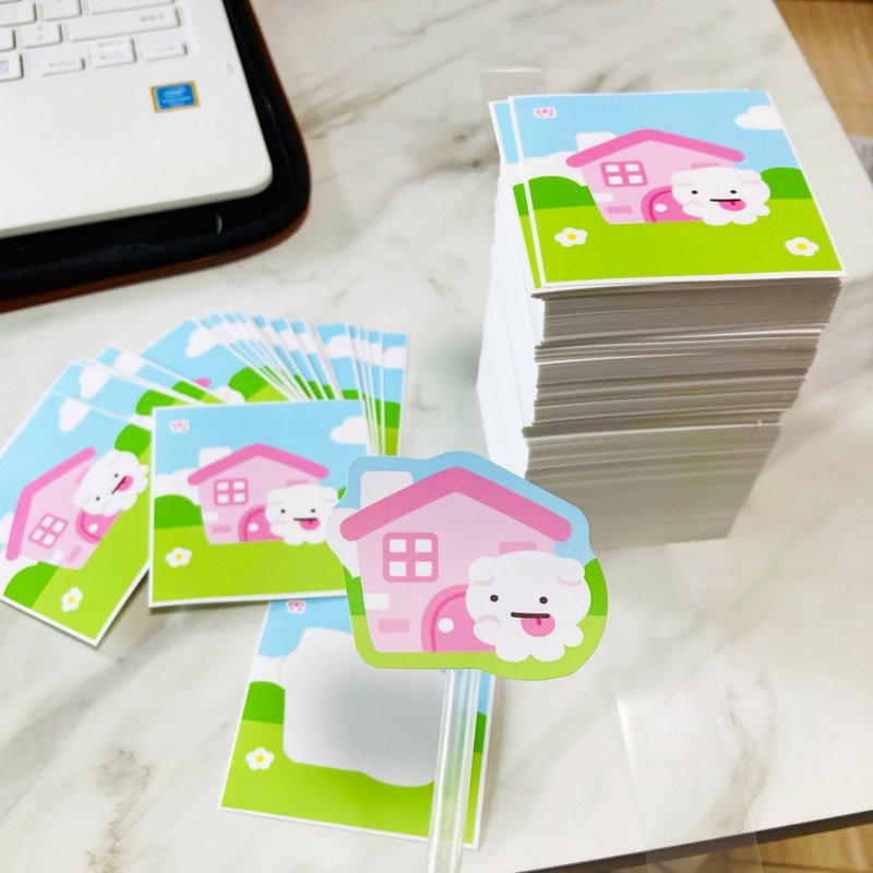 sweet-puppy Pink House peel-off sticker - Korean Cute Diary (lintam) - สติกเกอร์ - กระดาษ สึชมพู