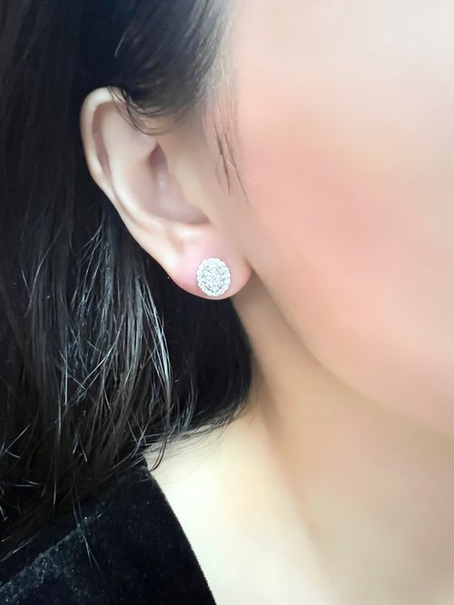 Good Morning Studio 冰種 天然鑽石 頸鏈 耳環 • 18K金經典橢圓形鑽石耳環