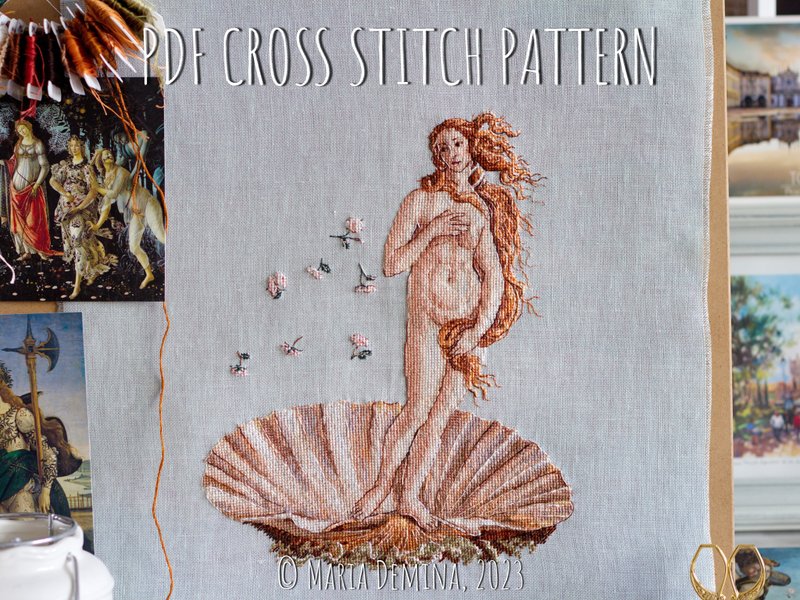 The Birth Of Venus - Sandro Botticelli - PDF cross stitch pattern 十字绣 - 手工藝教學/工具書 - 其他材質 