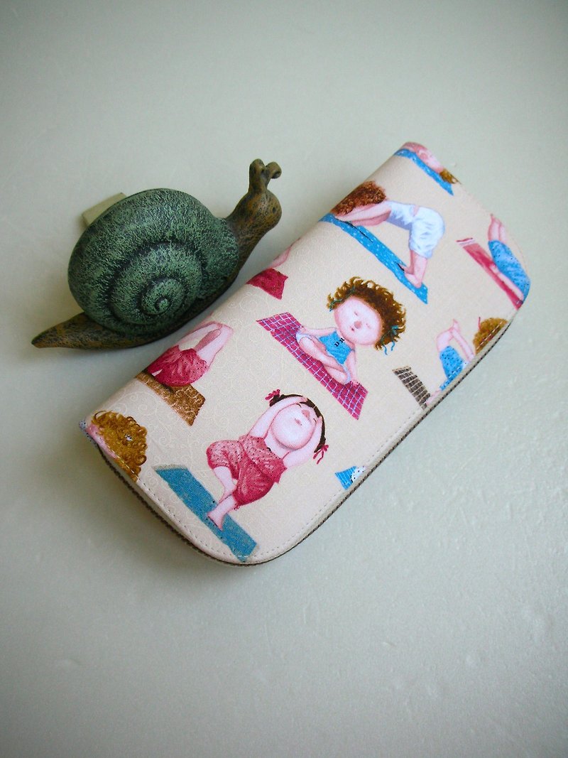 American Cotton [Yoga Cute Baby] - Long Clip/Wallet/Coin Purse/Gift - กระเป๋าสตางค์ - ผ้าฝ้าย/ผ้าลินิน สึชมพู