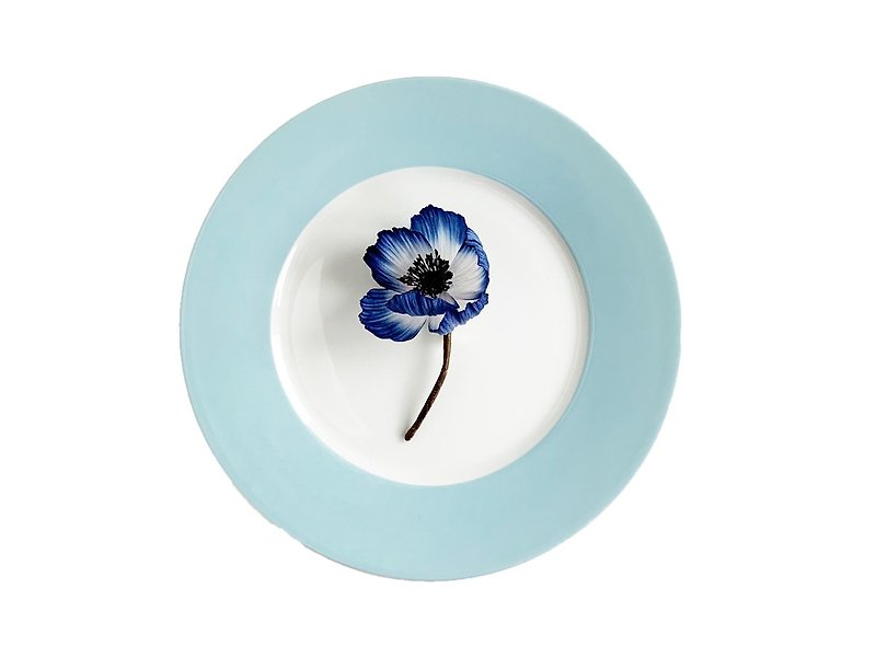 Corsage: indigo anemone - เข็มกลัด/ข้อมือดอกไม้ - ผ้าไหม สีน้ำเงิน