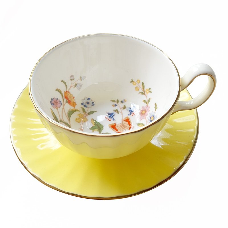 英國Aynsley 小屋花園系列 骨瓷色釉奧本杯盤組150ml 3色任選 - 茶壺/茶杯/茶具 - 瓷 黃色