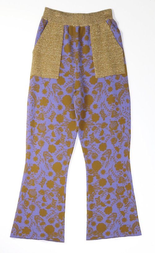 classic flower pattern flared knit pants