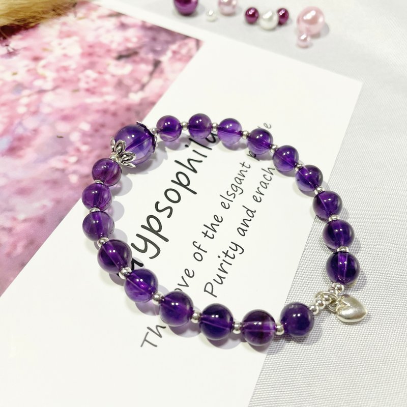 s925 sterling silver amethyst natural crystal customized bracelet - สร้อยข้อมือ - คริสตัล สีม่วง