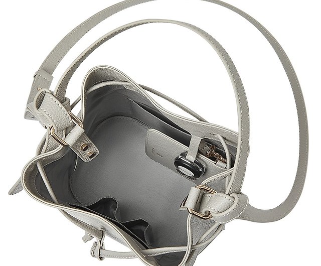 Pollina Vegan Leather Bucket Bag Available in Three Colors - Light Gray |  Fashion Storage Bag Shoulder Bag