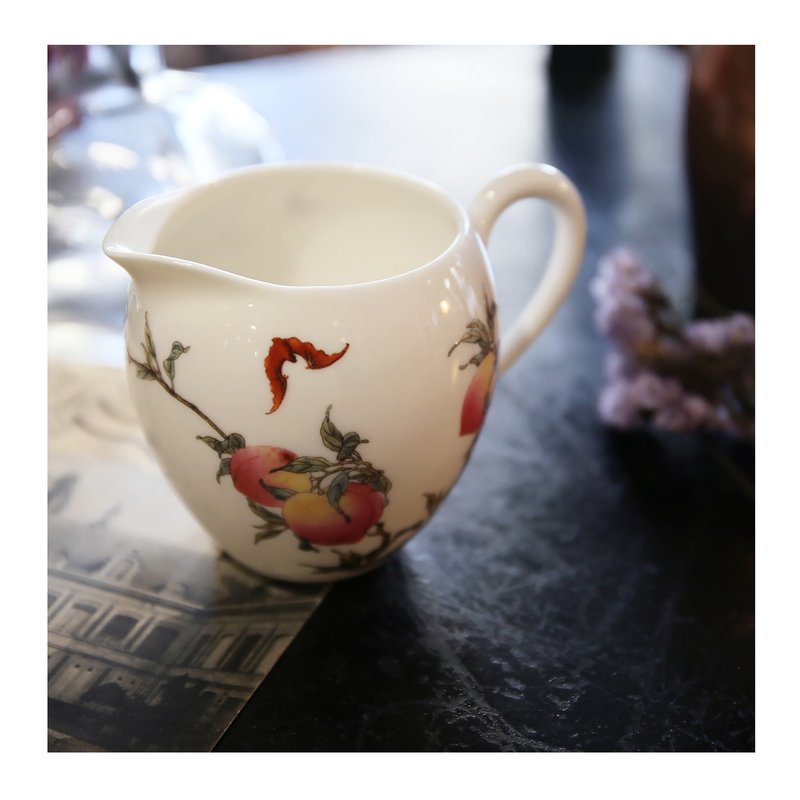 老件.台灣宜龍陶瓷茶海.壽桃蝙蝠圖樣.公道杯.福壽雙全#茶具收藏 - 其他杯子 - 瓷 