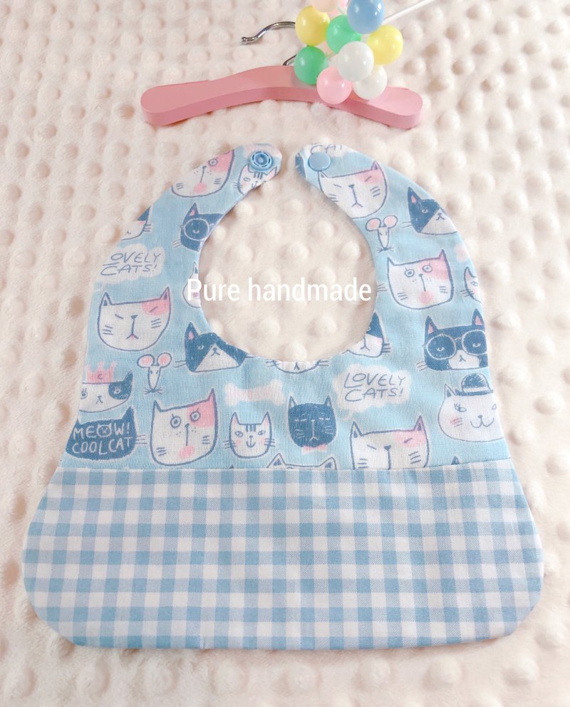 Blue Cat Mi Yue Soothing Towel + Bib Set - ผ้ากันเปื้อน - วัสดุอื่นๆ สีน้ำเงิน