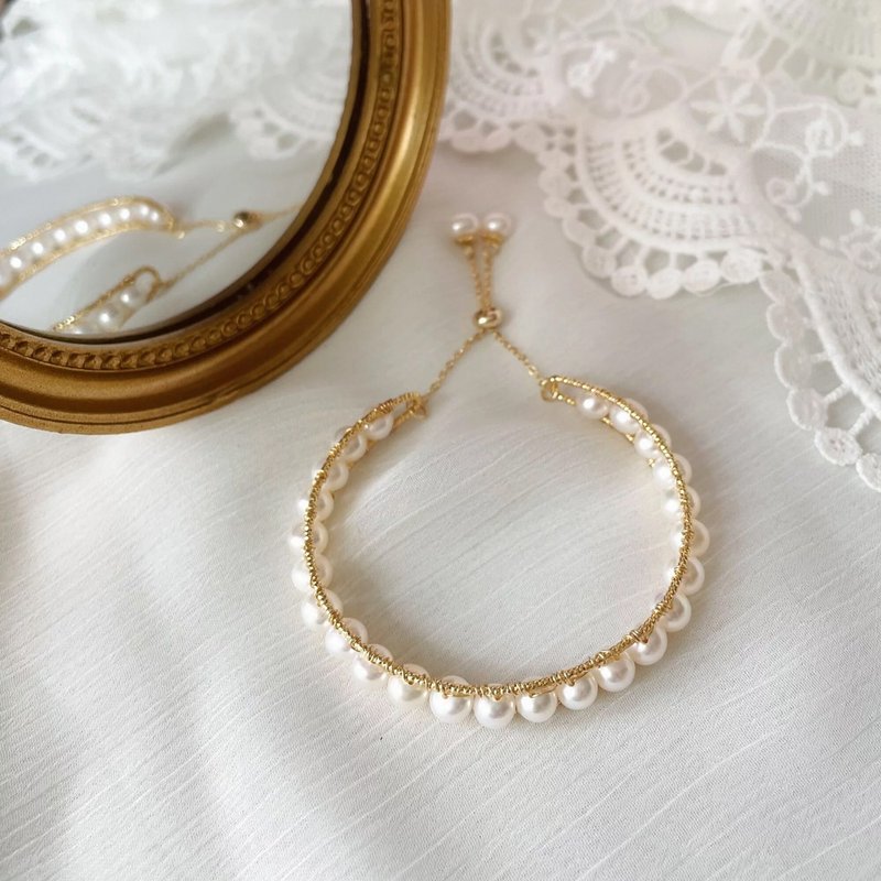 【母親節禮物】小華麗天然珍珠垂鏈手環 - 手鍊/手環 - 珍珠 多色