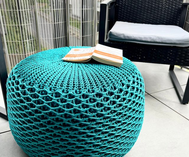 Knitted Pouf - colours, Chocolate, Seat, Crochet Pouf, ottoman, footstool nursery 2024 footstool