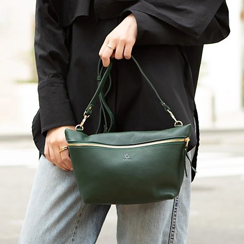 Leather Goods Shop Hallelujah ショルダーバッグ タンニンレザー 牛革 ポーチ 鞄 shoulder bag messenger bag backpack 【Green】