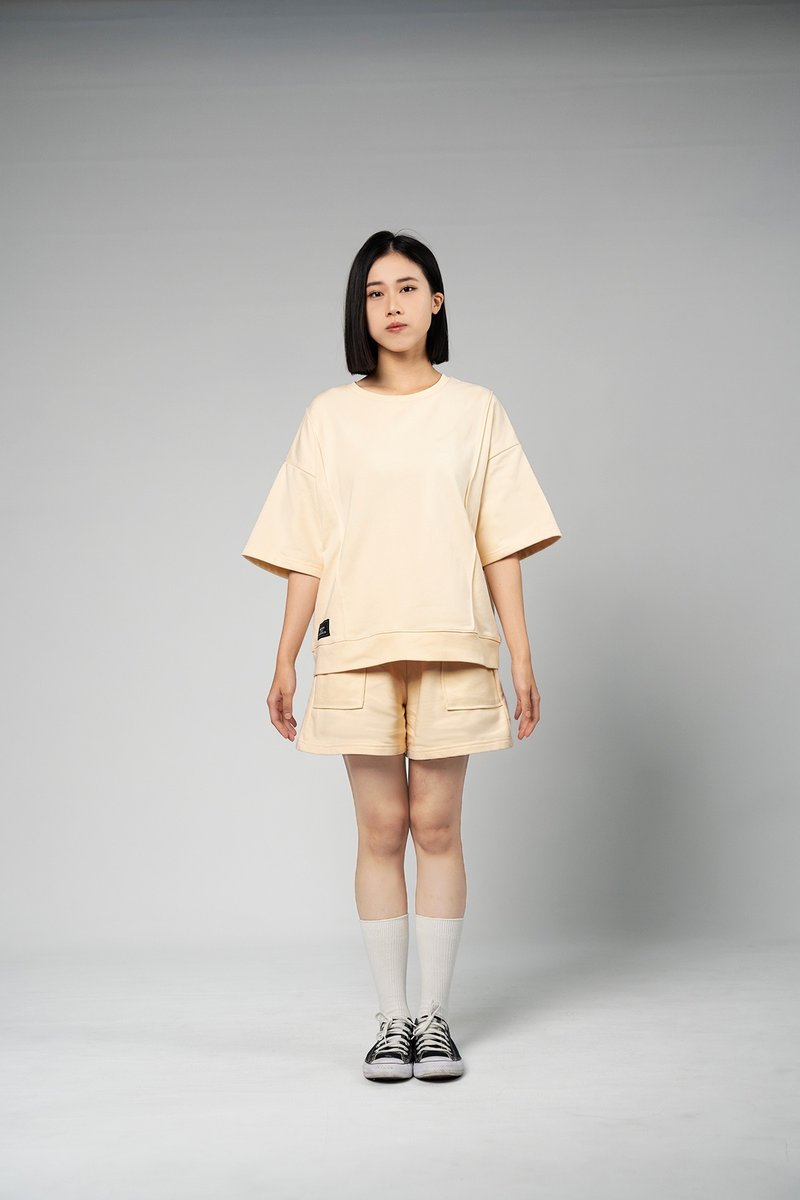 Double Pleats T-shirt - Women's Tops - Cotton & Hemp 