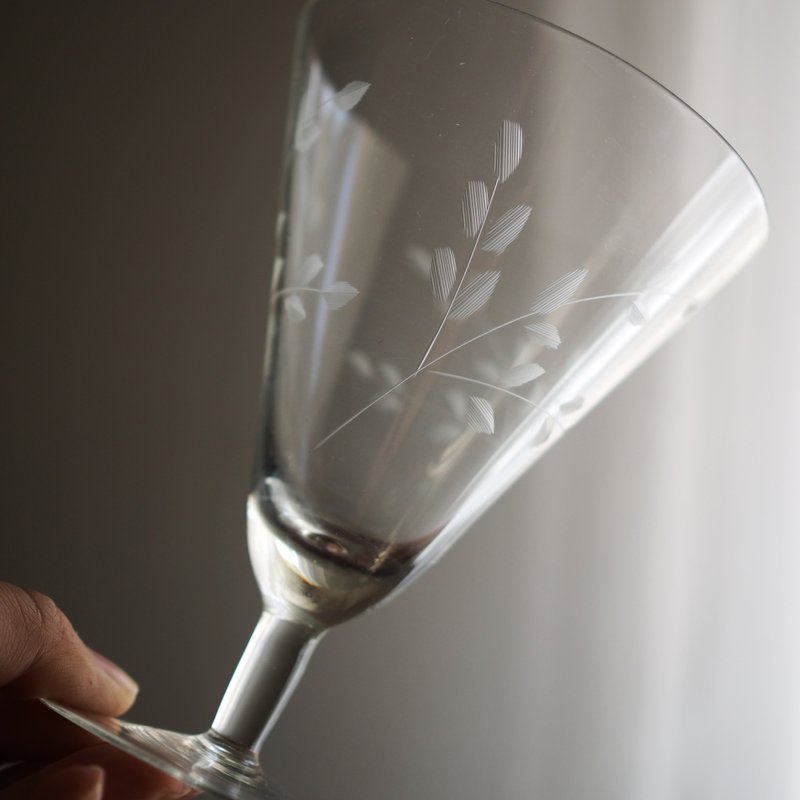 Vintage hand cut crystal glass stemware - แก้วไวน์ - คริสตัล สีใส