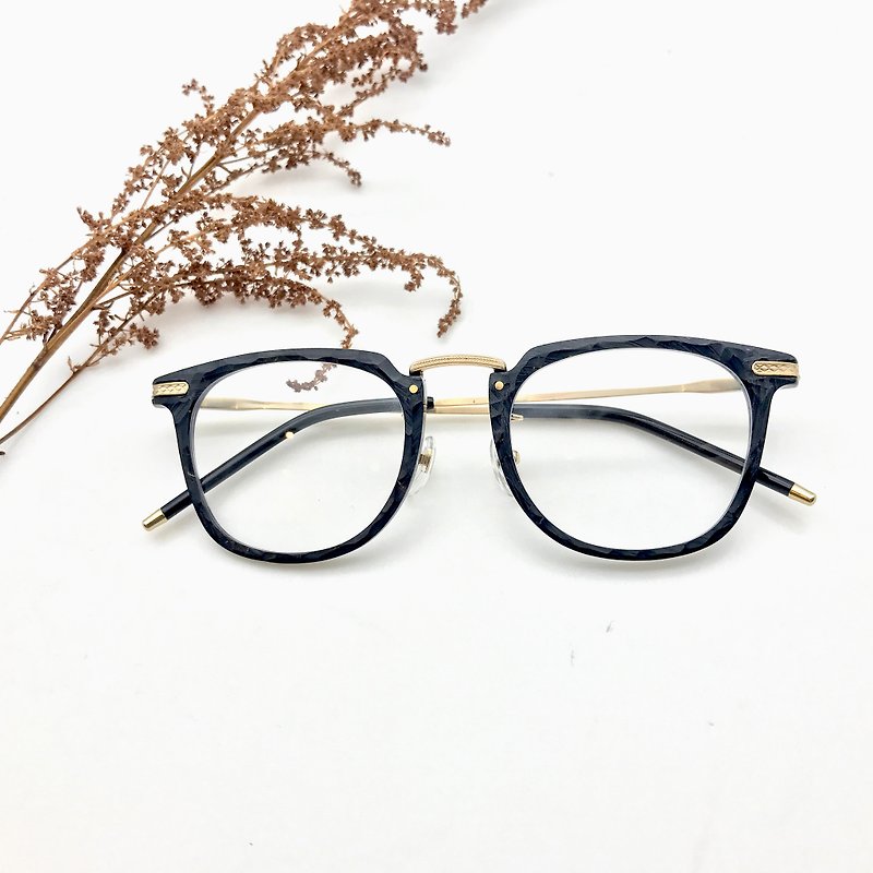 ユニセックス用ウェリントンスタイルの手作りメガネ - 眼鏡・フレーム - その他の素材 ブラック