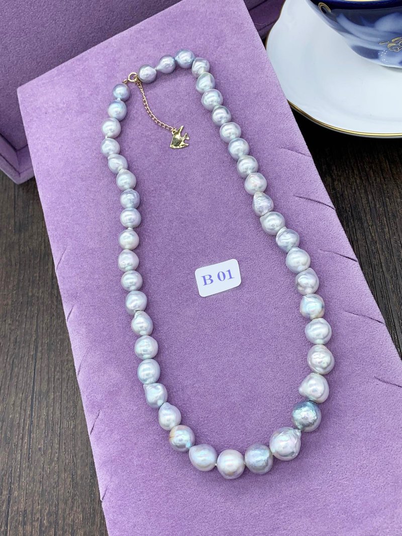 Natural Colour Blue Japanese Akoya Baroque Pearl Necklace - Necklaces - Gemstone Blue