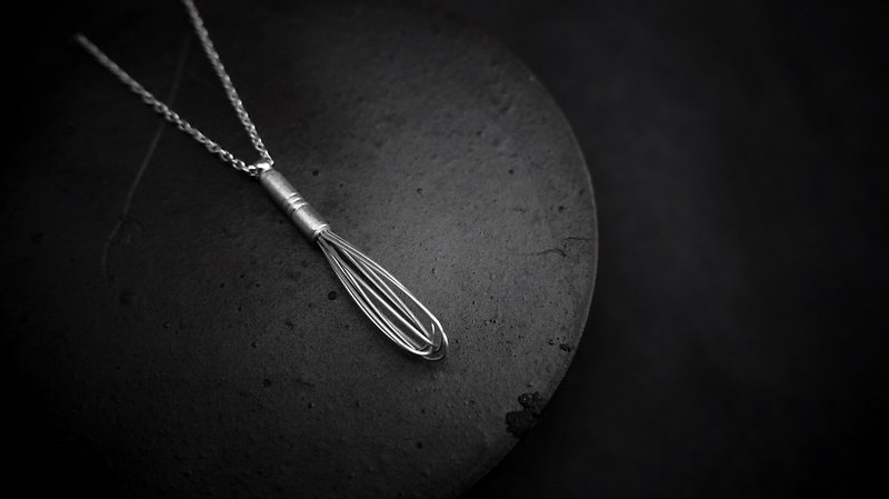 【Umbilical Plus House】Baking Series│Pure Silver Whisk Necklace - สร้อยคอ - เงินแท้ 