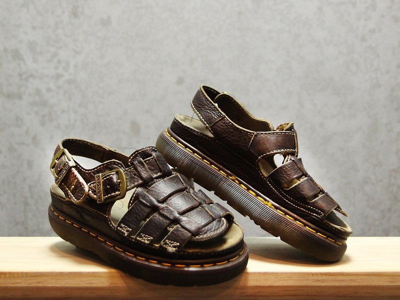 Tsubasa.Y Ancient House Dark Brown 002 Martin Sandals, Dr.Martens England - รองเท้าลำลองผู้หญิง - วัสดุอื่นๆ 