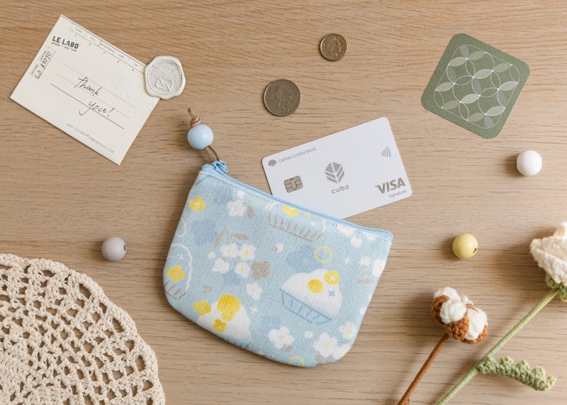 [Mango Ice Flower-Round Bottom Coin Purse] Card Storage/Small Bag - กระเป๋าใส่เหรียญ - เส้นใยสังเคราะห์ สีน้ำเงิน