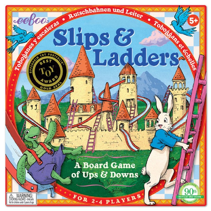 eeBoo 桌遊轉盤遊戲 - Slips & Ladders 龜兔競賽 - 桌遊/卡牌 - 紙 多色
