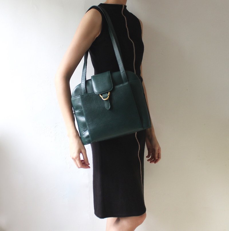 FOAK vintage Bally malachite green leather antique bag - Messenger Bags & Sling Bags - Genuine Leather 