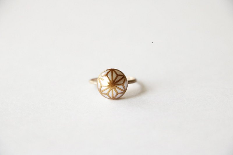 MAKIE Pearl Ring/Japanese Pattern_Hemp Leaves - General Rings - Pearl White