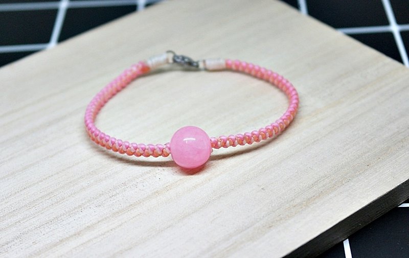 Thai silk wax line X natural stone _ pink circus / / can choose color / / - Bracelets - Wax Pink
