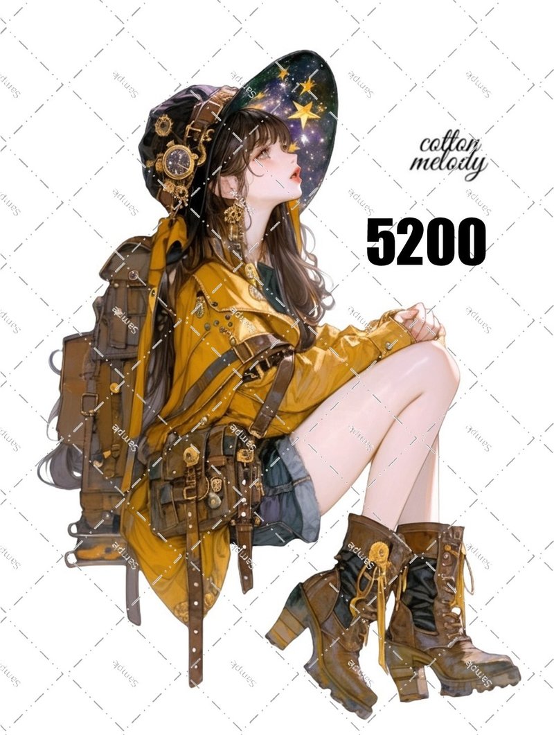 original sticker no.5200 人物ステッカー オリジナルステッカー オリジナル人物ステッカー 装飾ステッカー cotton melody - 貼紙 - 紙 