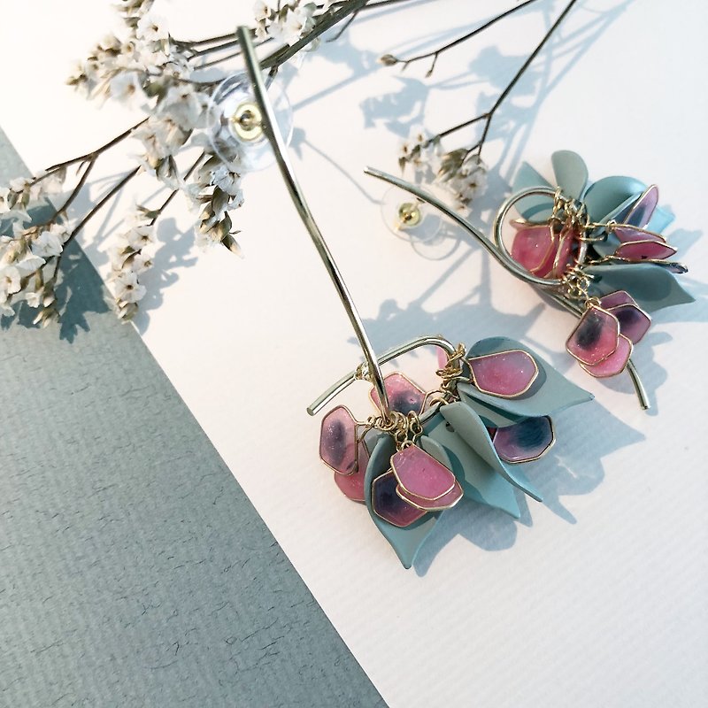 Macaron Asymmetric Petal Earrings - Earrings & Clip-ons - Copper & Brass Pink