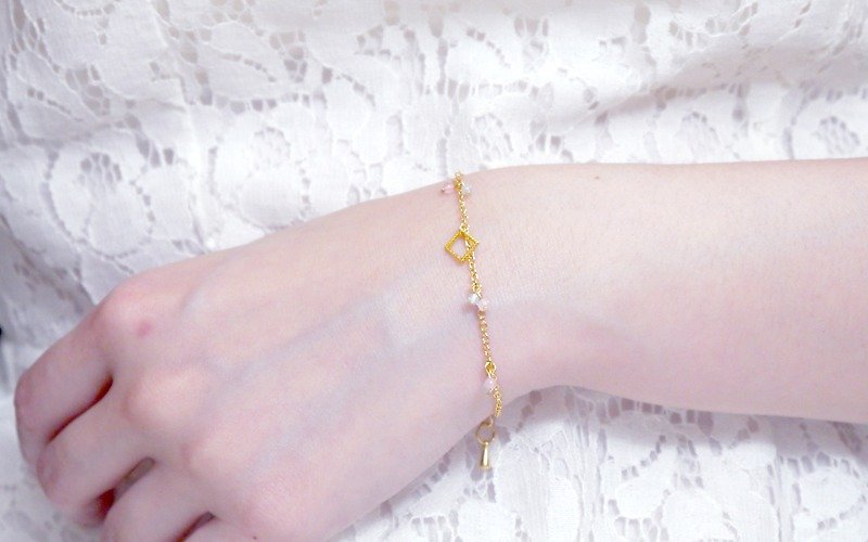 SL301 Light you up pastel natural stone thin bracelet - สร้อยข้อมือ - โลหะ 
