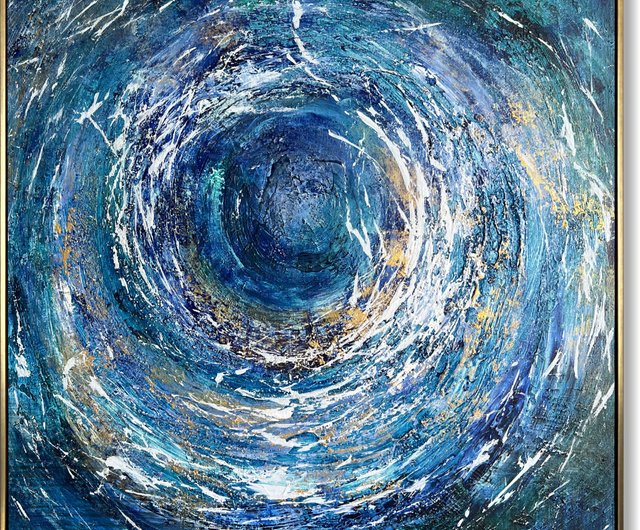 絵画　油絵　原画　抽象画　現代アート　海　ブルー　北欧　インテリア　F4 絵画 油絵 原画 抽象画 現代アート 海 ブルー 北欧 インテリア F4 絵画