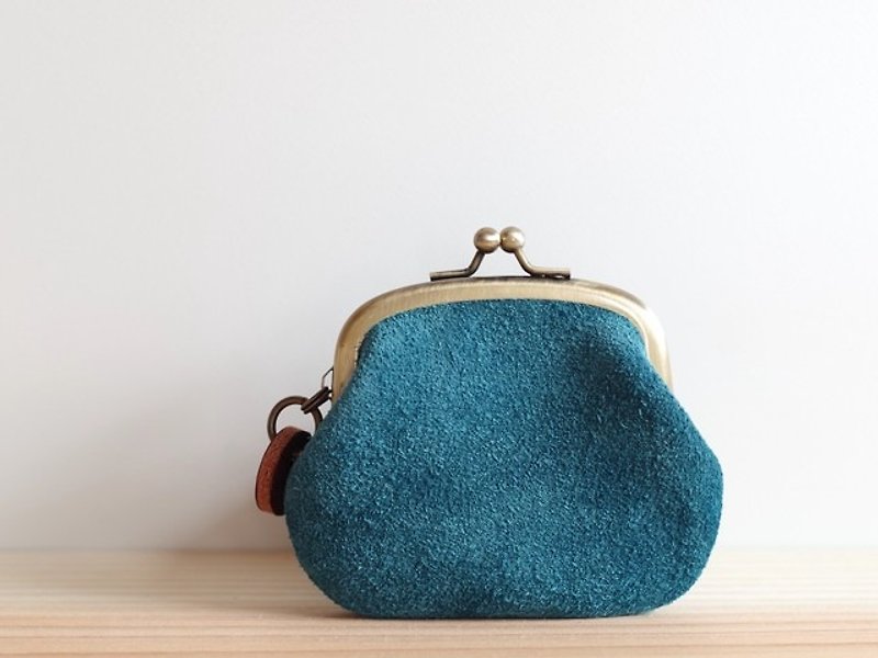 Suede leather purse Blue - Coin Purses - Genuine Leather Blue