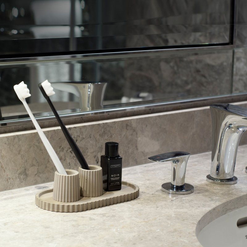 |woohuang| Taiwan Design| Cement Material| Single Color Toothbrush Holder - เฟอร์นิเจอร์อื่น ๆ - ปูน สีเหลือง