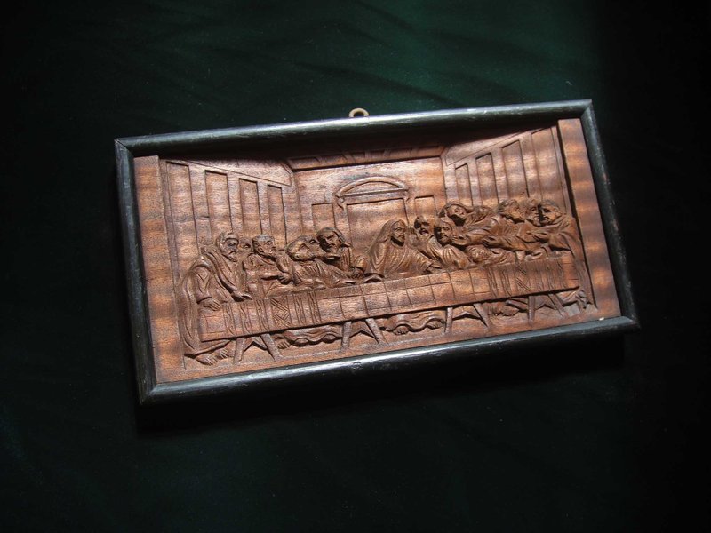 【OLD-TIME】初期の中古ヨーロピアンハンドメイド木彫り最後の晩餐壁掛け - 照明・ランプ - その他の素材 多色