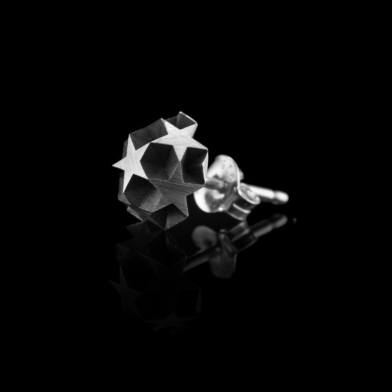 Buenos Aires - 925k Oxidized Sterling Silver Earring for Men - 耳環/耳夾/耳骨夾 - 純銀 銀色