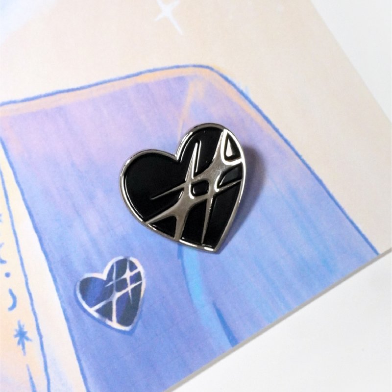 黑底銀星 胸針 - 胸針 - 其他金屬 黑色