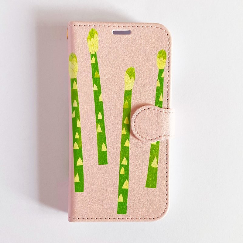 スマホケース手帳型　iPhone 　アスパラ　ピンク　受注生産 - 手機殼/手機套 - 人造皮革 粉紅色