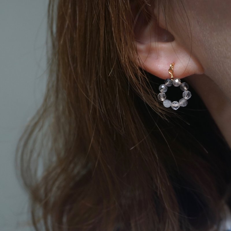 ll Hoop earrings ll Black hair crystal earrings and Clip-On - ต่างหู - คริสตัล สีดำ