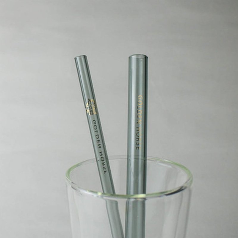 GOODGLAS x Golden Horse Co-branded Glass Straw Set - Reusable Straws - Glass Black