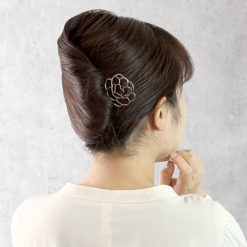 KANZASHI Hair pin  【花與四季 / 八重櫻】 - 髮夾/髮圈 - 其他金屬 銀色