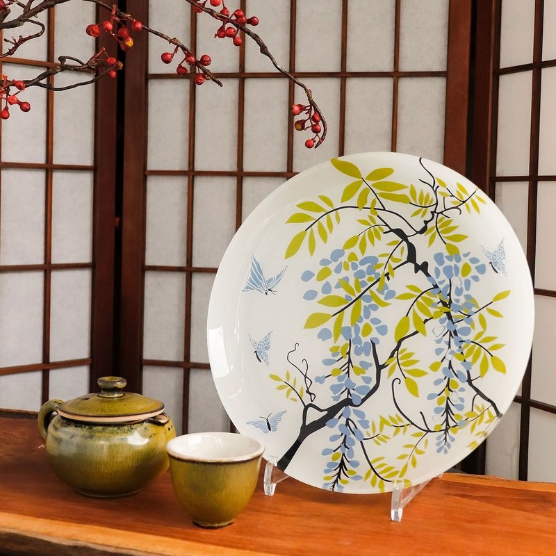 【舞蝶花園圓盤】點心盤│餐盤│襯盤│茶盤 - 盤子/餐盤/盤架 - 玻璃 透明